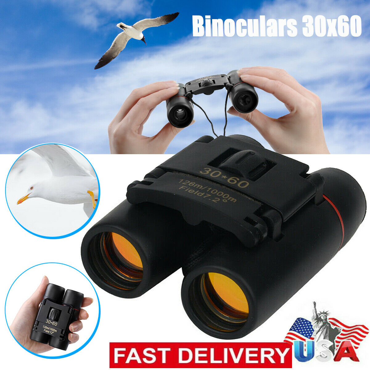 30x60 Compact Folding Binoculars