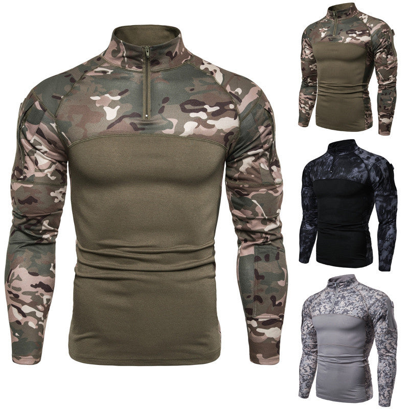 Camouflage Panel 3/4 Zipper Long Sleeve