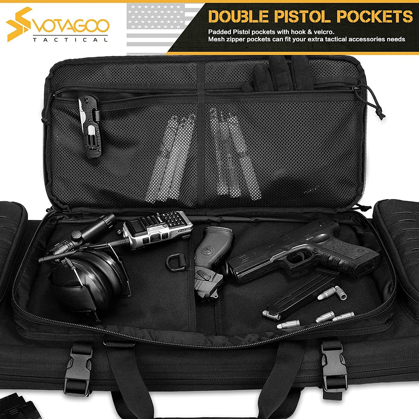 VOTAGOO Double Rifle Shotgun Case With Locks Heavy Duty