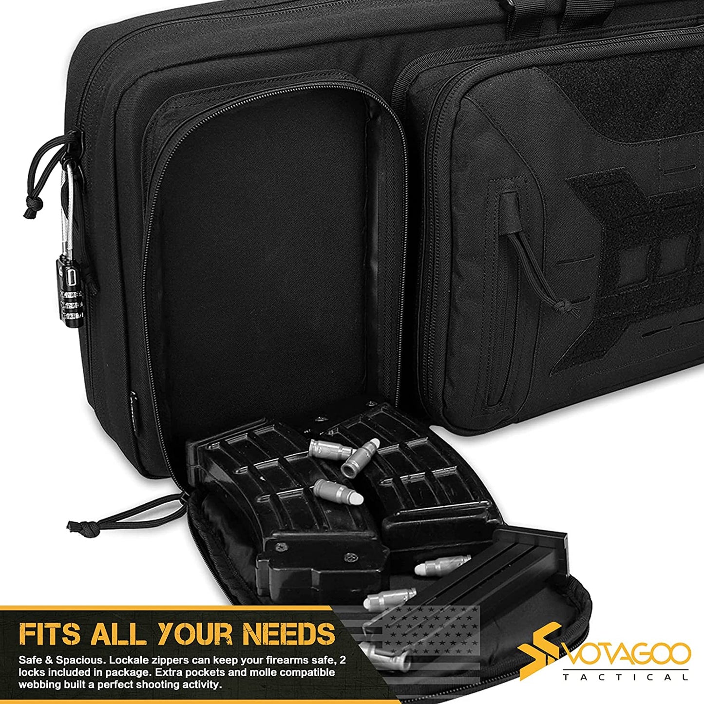 VOTAGOO Double Rifle Shotgun Case With Locks Heavy Duty