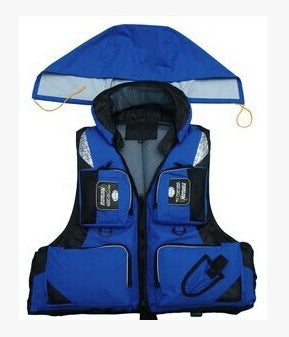 Adult Hooded Multi-Pocket Fishing Life Vest with Detachable Lining