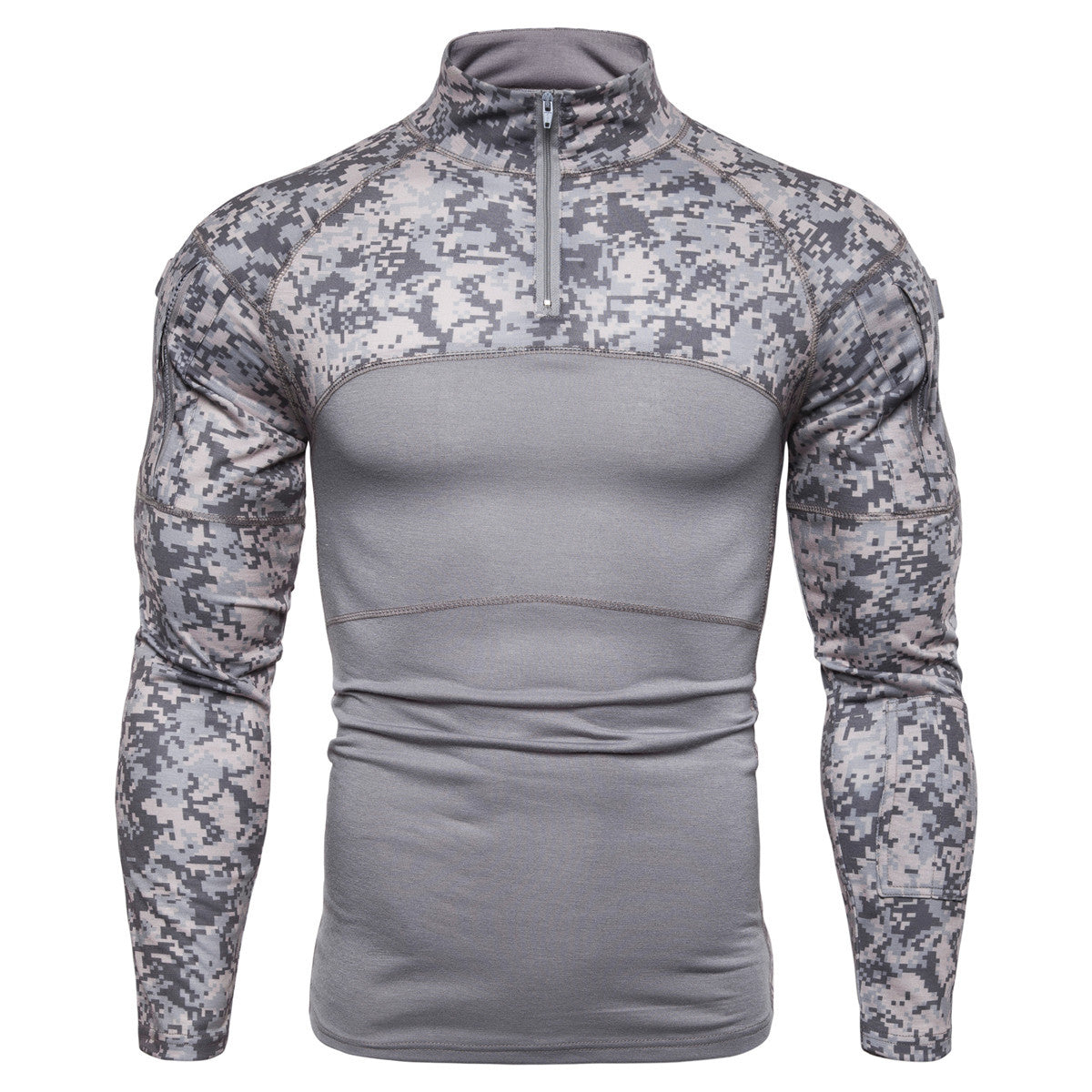 Camouflage Panel 3/4 Zipper Long Sleeve