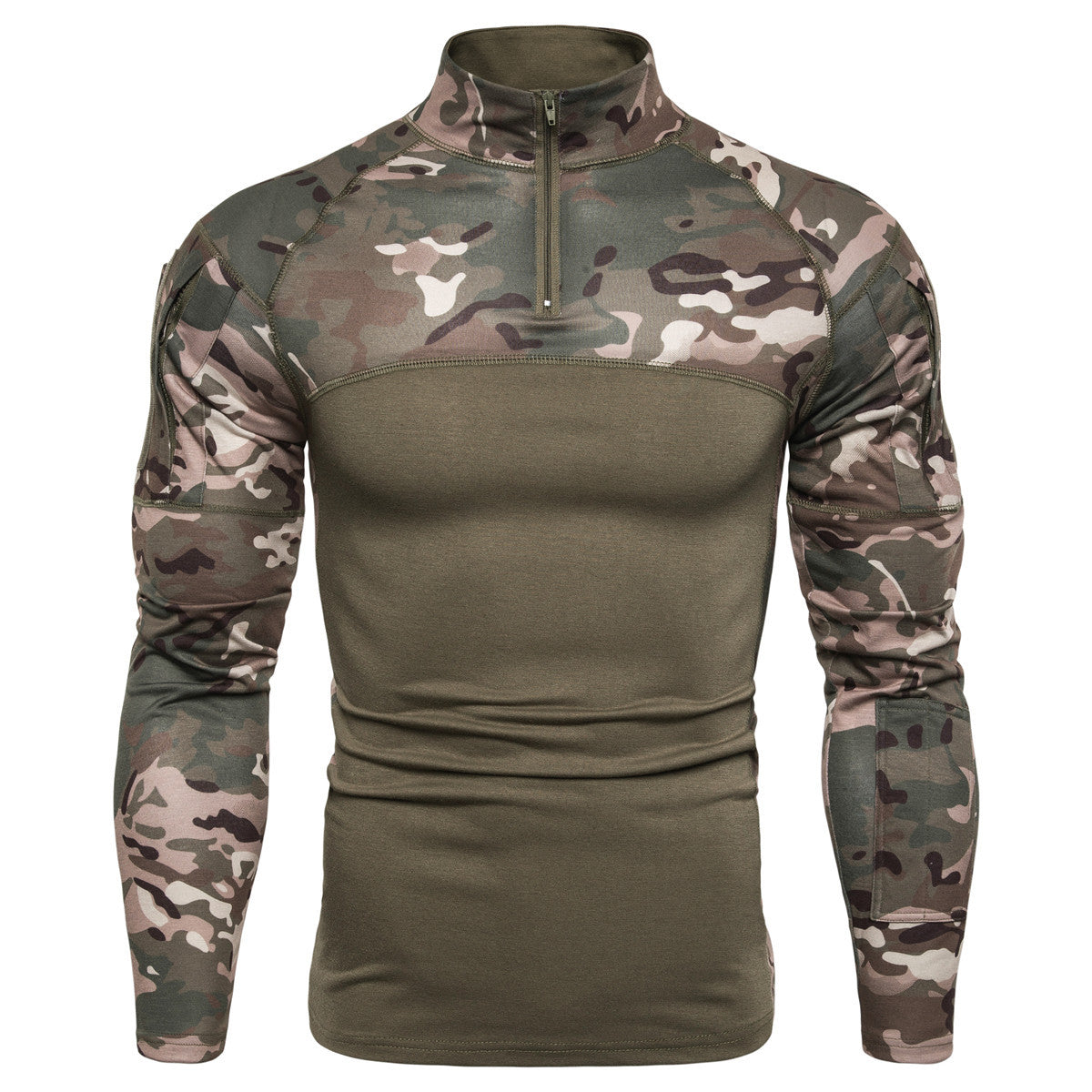 Camouflage Panel 3/4 Zipper Long Sleeve