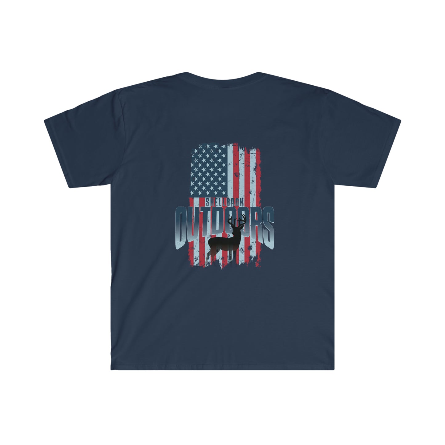 Vintage USA Flag Meets Deer Unisex Softstyle T-Shirt