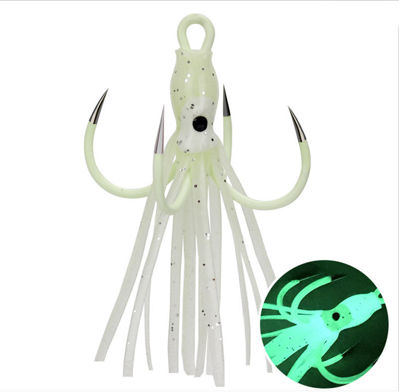 Luminous Octopus Four Hook Barbless Fishing Lure