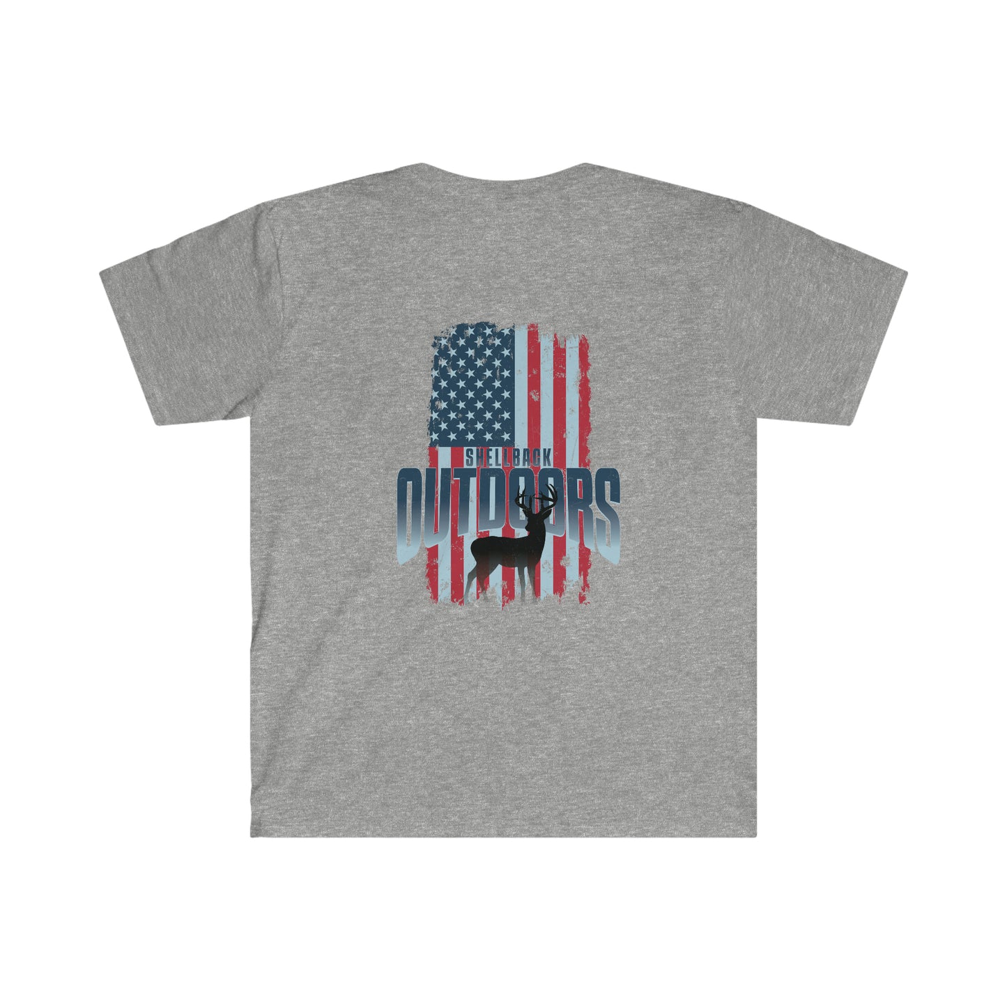 Vintage USA Flag Meets Deer Unisex Softstyle T-Shirt