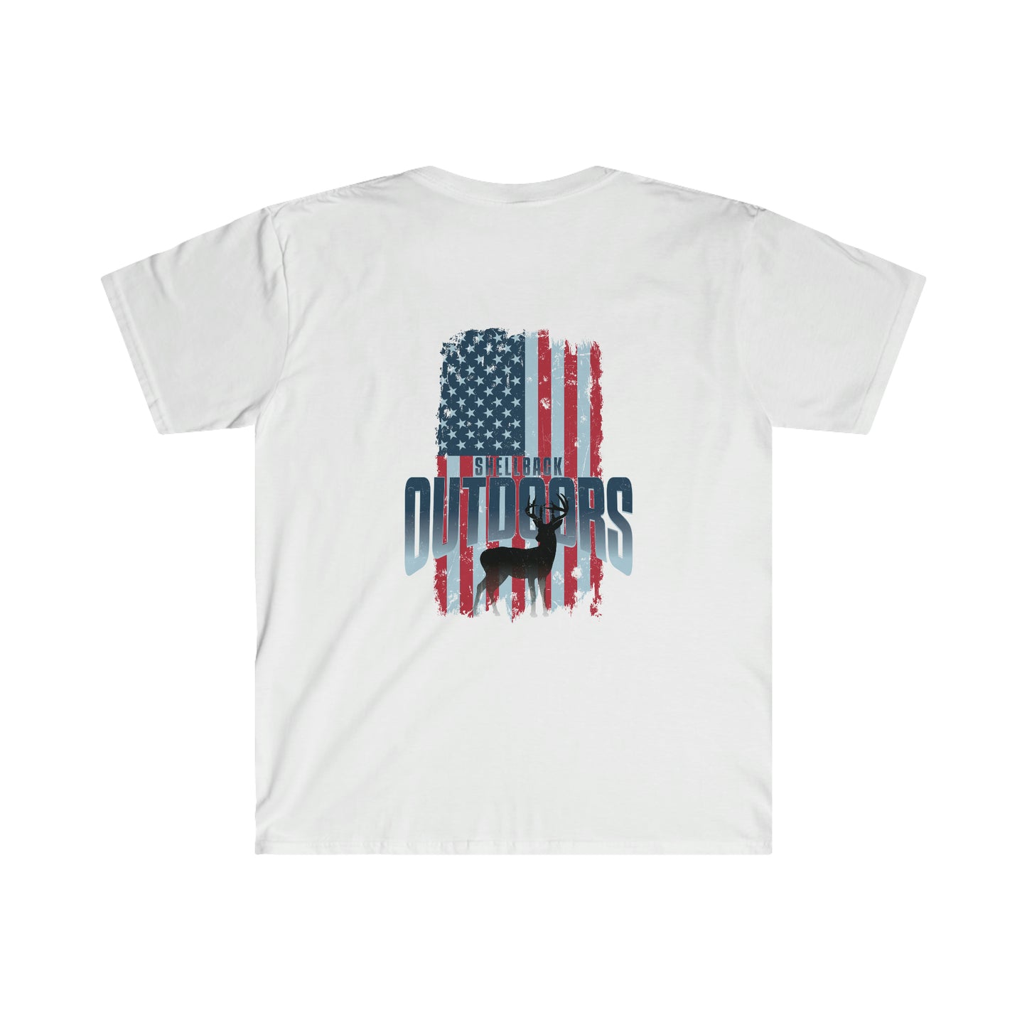 Vintage USA Flag Meets Deer Unisex Softstyle T-Shirt