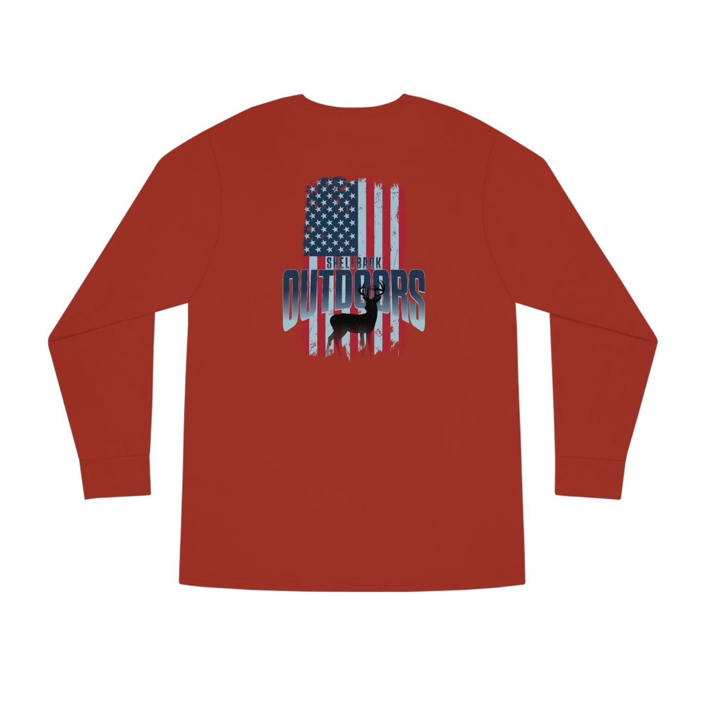 Vintage USA Flag Meets Deer Long Sleeve Crewneck Tee