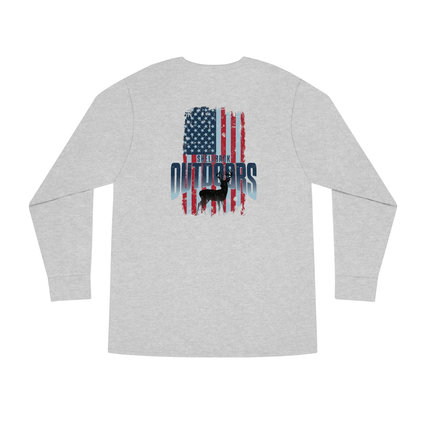 Vintage USA Flag Meets Deer Long Sleeve Crewneck Tee