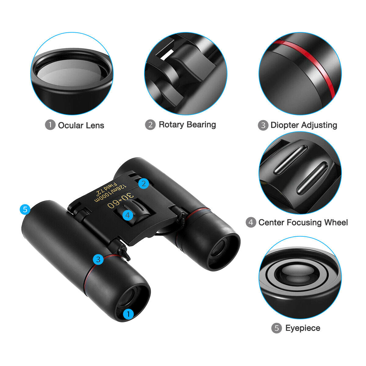 30x60 Compact Folding Binoculars