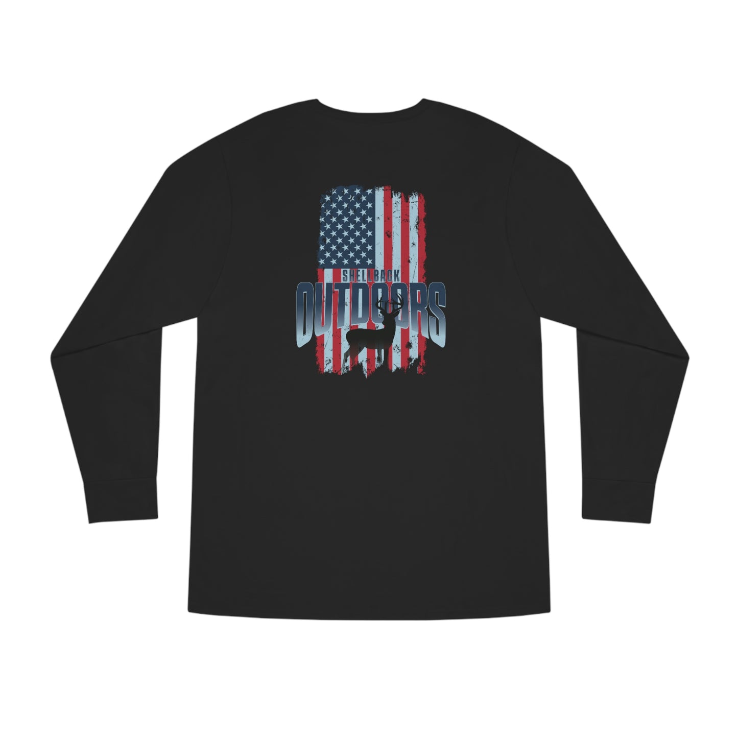 Vintage USA Flag Meets Deer Long Sleeve Crewneck Tee